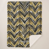 Chevron Black en Gold Persoonlijke naam Sherpa Deken (Voorkant)