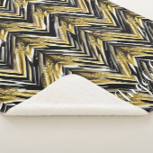Chevron Black en Gold Persoonlijke naam Sherpa Deken (3/4)