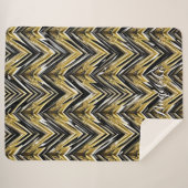 Chevron Black en Gold Persoonlijke naam Sherpa Deken (Voorkant (horizontaal))