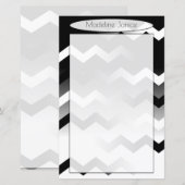 Chevron Black en White Stationery for Handwriting (Voorkant / Achterkant)