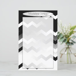 Chevron Black en White Stationery for Handwriting