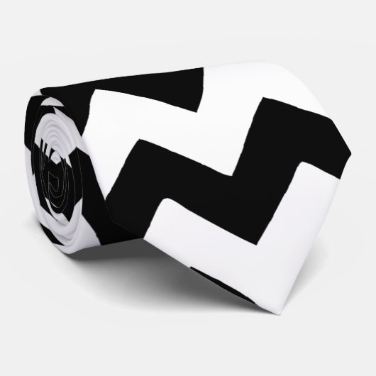 Chevron Black en White Stropdas (Opgerold)