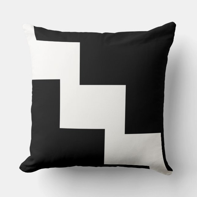 Chevron Black en White Toss Pillow Kussen (Voorkant)