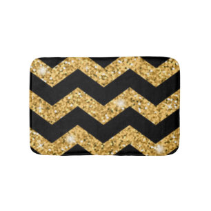 Chevron Black Gold Diamonds Badmat