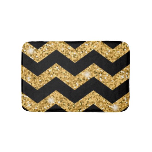Chevron Black Gold Diamonds Badmat (Voorkant)