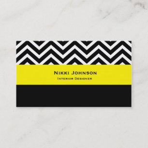 Chevron Black & Yellow Glam Visitekaartje