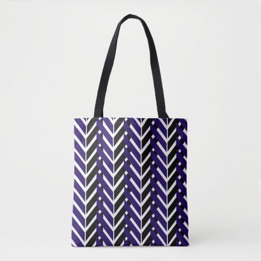 Chevron Blauw Witte Patroon Tote Bag (Voorkant)