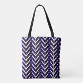 Chevron Blauw Witte Patroon Tote Bag (Achterkant)