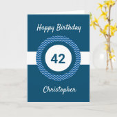 Chevron Blauwe 42e Verjaardagskaart Kaart (Gele Bloem)