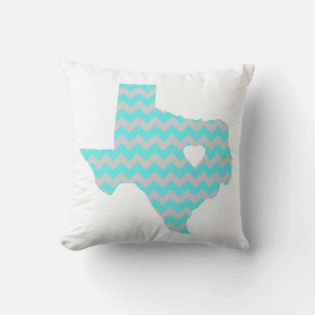 Chevron Blauwgroen en Gray Texas Sierkussen (Voorkant)