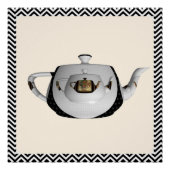 Chevron Bloemendrie Theepotten Perfect Poster (Voorkant)