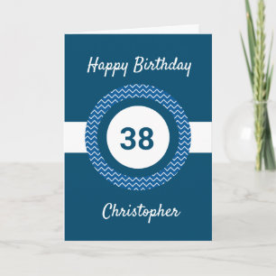 Chevron Blue 38th Birthday Kaart