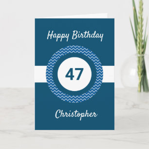 Chevron Blue 47th Birthday Kaart