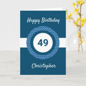 Chevron Blue 49th Birthday  Card Kaart (Gele Bloem)