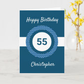 Chevron Blue 55th Birthday Kaart (Gele Bloem)