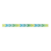 Chevron Blue Blauwgroen Aqua Lime Green Ribbon Satijnen Lint (Voorkant)