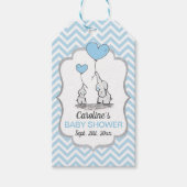 Chevron Blue Elephant Baby shower dank u Cadeaulabel (Voorkant)