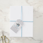 Chevron Blue Elephant Baby shower Label Cadeaulabel (Met Touw)