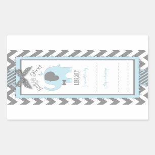 Chevron Blue Elephant Bow-stropdas Boek Bord Label