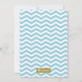 Chevron Blue en Gold Boy Baby shower Invitation Kaart (Achterkant)