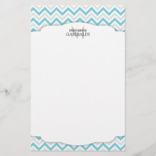 Chevron Blue en Modern Personalized Briefpapier