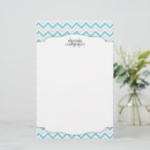 Chevron Blue en Modern Personalized Briefpapier (Staand voorkant)