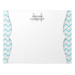 Chevron Blue en Modern Personalized Notitieblok