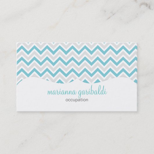 Chevron Blue en Modern Personalized Visitekaartje (Voorkant)