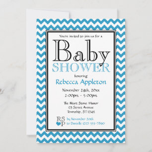 Chevron Blue en White Baby Shower-uitnodigingen Kaart
