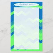 Chevron Blue & Green Stationery for Handwriting (Voorkant)