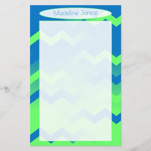 Chevron Blue & Green Stationery for Handwriting (Voorkant)