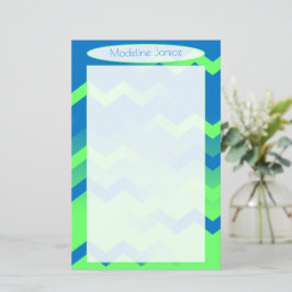 Chevron Blue & Green Stationery for Handwriting