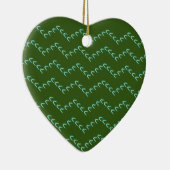 Chevron Blue Hearts Keramisch Bos Groen Ornament (Rechts)