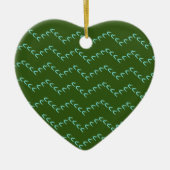 Chevron Blue Hearts Keramisch Bos Groen Ornament (Voorkant)