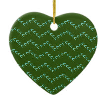 Chevron Blue Hearts Keramisch Bos Groen Ornament