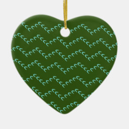Chevron Blue Hearts Keramisch Bos Groen Ornament