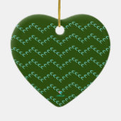 Chevron Blue Hearts Keramisch Bos Groen Ornament (Achterkant)