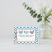 Chevron Blue Owl Luier Raffle Ticket Informatiekaartje (Staand voorkant)