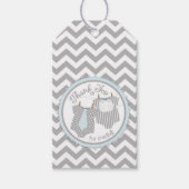 Chevron Blue Stropdas Bow-stropdas Baby shower cad Cadeaulabel (Voorkant)