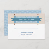 Chevron Blues Bar Mitswa RSVP-kaart RSVP Kaartje (Voorkant / Achterkant)