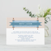 Chevron Blues Bar Mitzvah Uitnodiging (Staand voorkant)