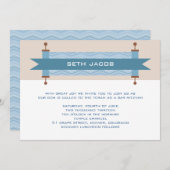 Chevron Blues Bar Mitzvah Uitnodiging (Voorkant / Achterkant)