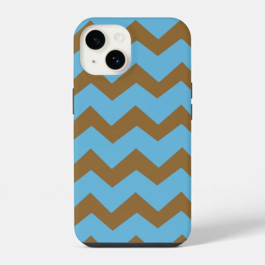 Chevron Bold Blue Brown Pattern iPhone Hoesje (Achterkant)