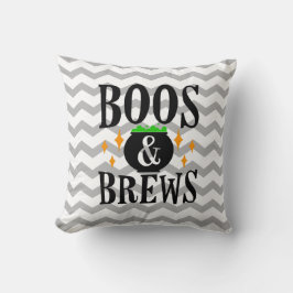 Chevron Boos en Brews Halloween Kussen