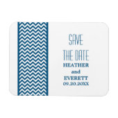 Chevron Border Save the Date Magnet, Blue Magneet (Horizontaal)