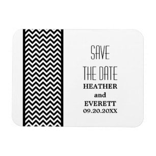 Chevron Border Save the Date Magnet, Ebony Magneet
