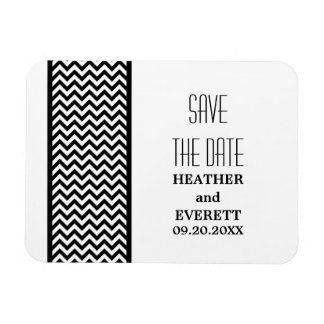 Chevron Border Save the Date Magnet, Ebony Magneet