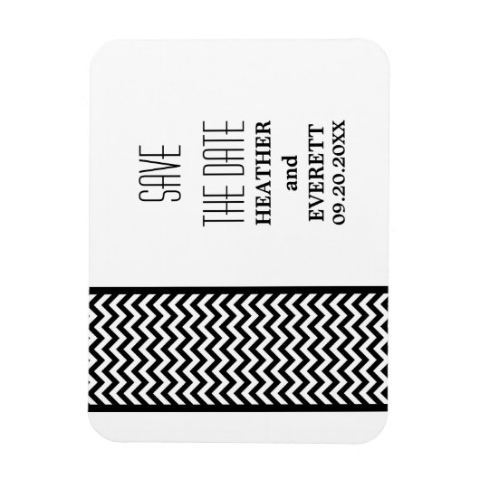 Chevron Border Save the Date Magnet, Ebony Magneet (Verticaal)