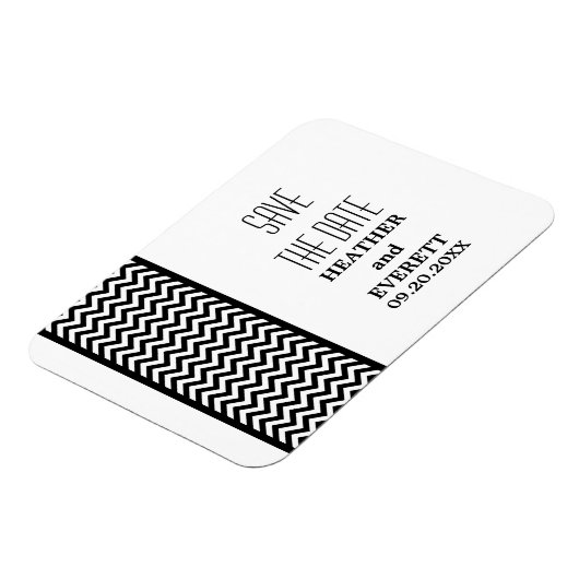 Chevron Border Save the Date Magnet, Ebony Magneet (Linkerzijde)