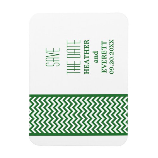Chevron Border Save the Date Magnet, Green Magneet (Verticaal)